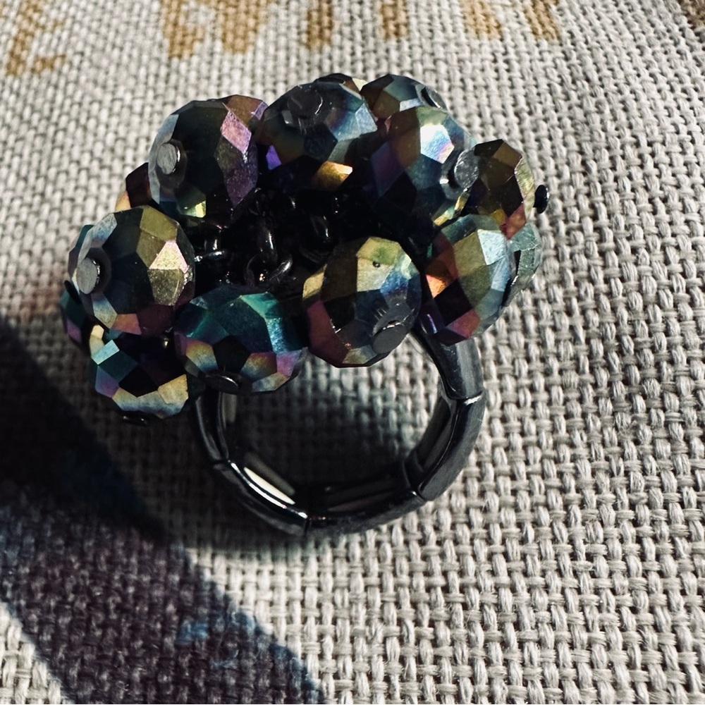 Multicolor Faceted Bead Cluster Ring - Women's Fashion Statement